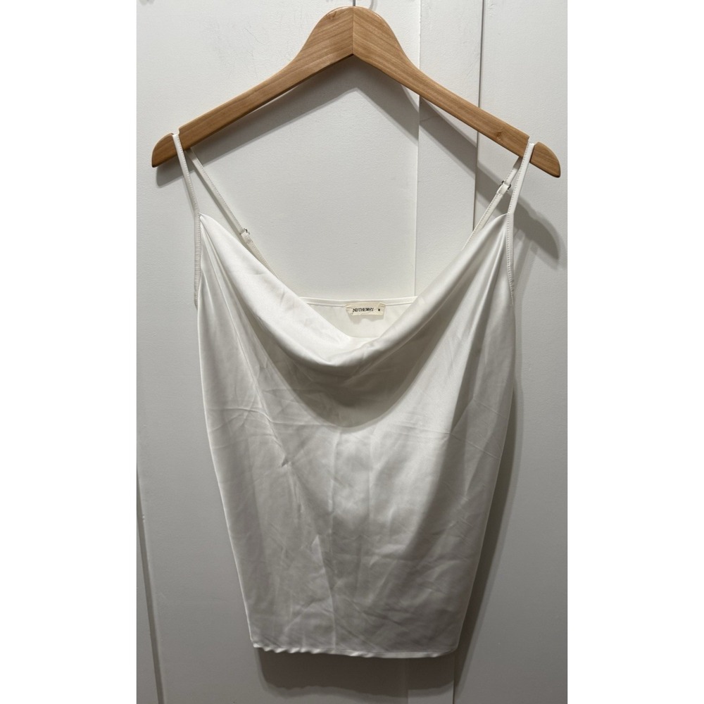 ANDTHEWHY Elegant‎ White Satin Camisole Top Size Medium Stretchy Comfy